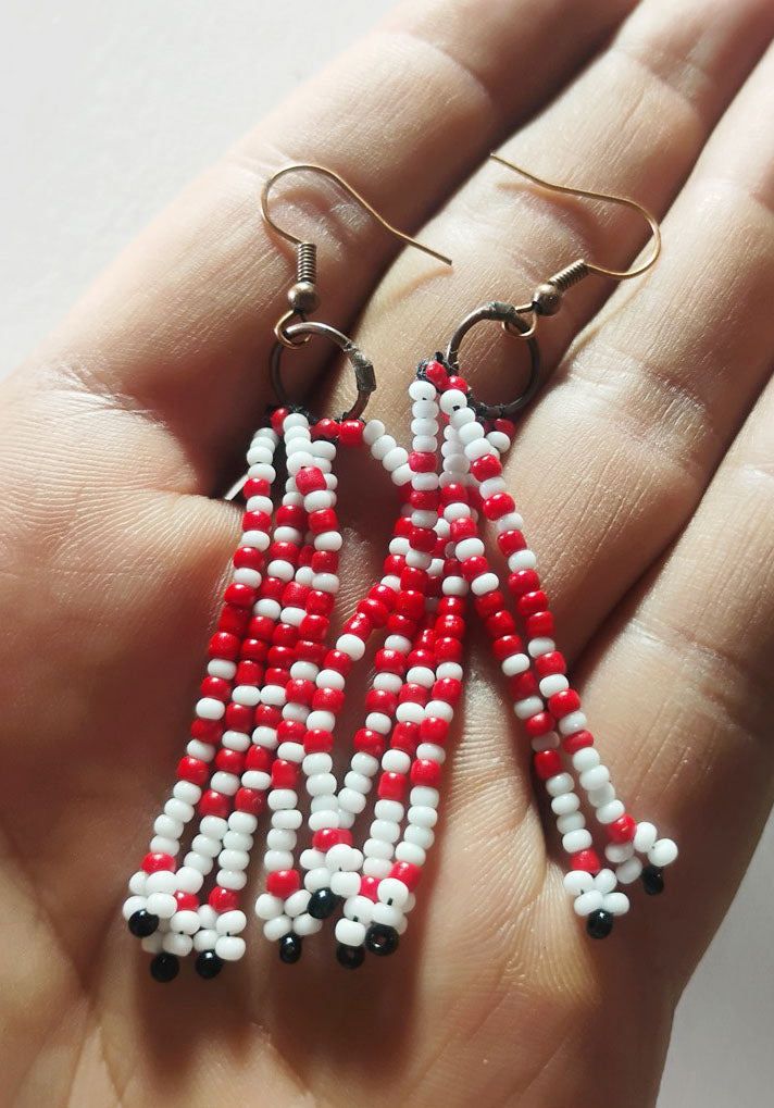 Handcrafted Beaded Fringe Earrings – One-of-a-Kind Woven Dangles