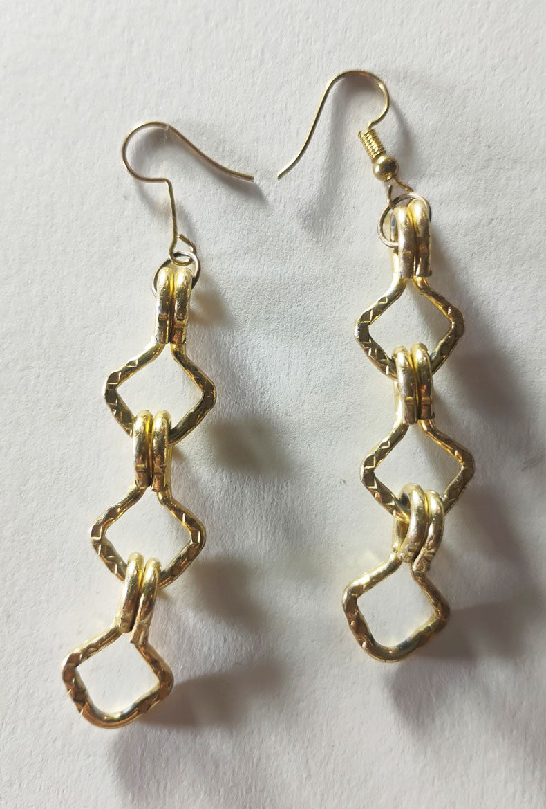 Handcrafted Gold Statement Earrings – One-of-a-Kind Handmade Metal Dangles