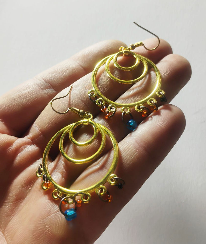 Handcrafted Gold Statement Earrings – One-of-a-Kind Handmade Metal Dangles