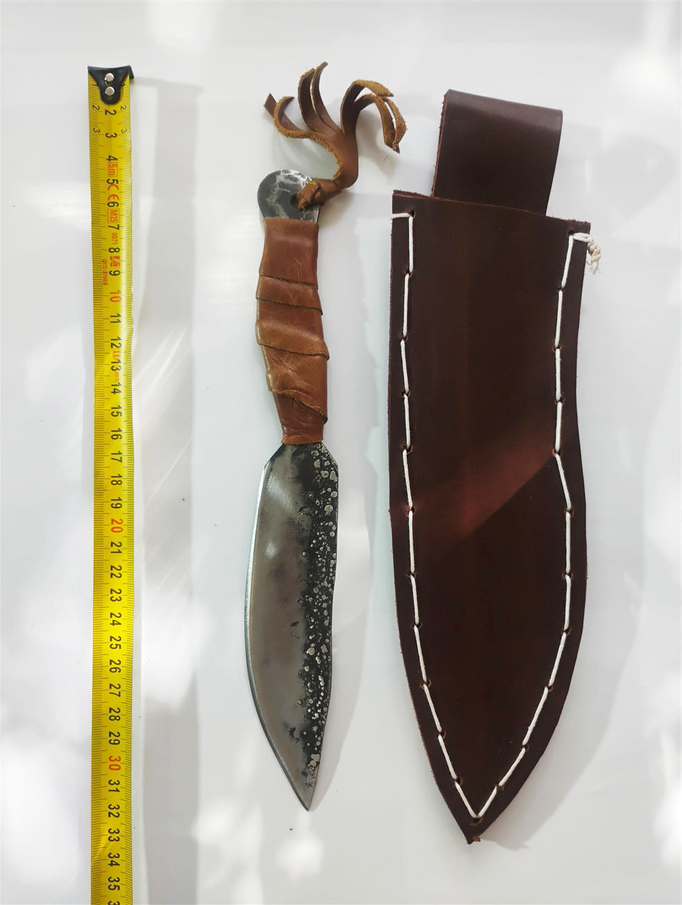 Custom Knife with Moon-Effect Artistic Welding & Sheath
