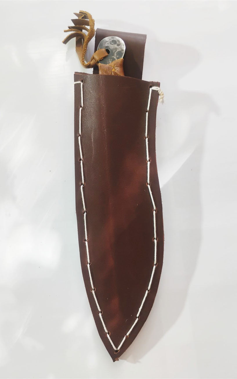 Custom Knife with Moon-Effect Artistic Welding & Sheath