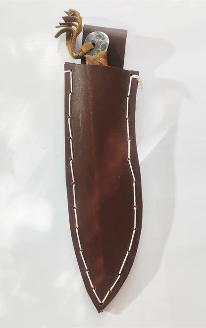 Custom Knife with Moon-Effect Artistic Welding & Sheath