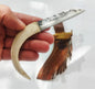 Forged Knife with Wild Boar Tusk Handle & Leather Sheath