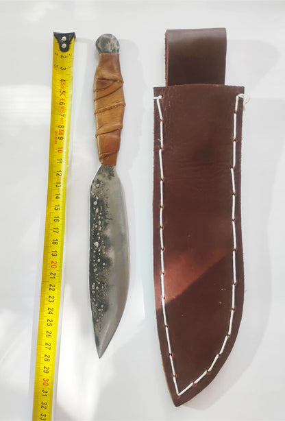 Custom Knife with Moon-Effect Artistic Welding &amp; Sheath