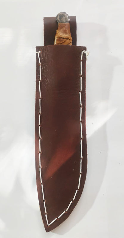 Custom Knife with Moon-Effect Artistic Welding &amp; Sheath