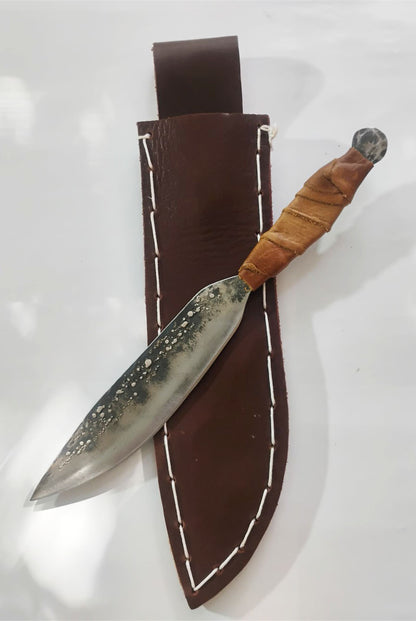 Custom Knife with Moon-Effect Artistic Welding &amp; Sheath