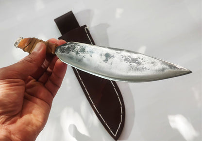 Custom Knife with Moon-Effect Artistic Welding &amp; Sheath