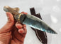 Custom Forged Knife with Deer Antler Handle & Leather Sheath