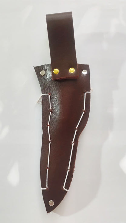 Custom Forged Knife with Deer Antler Handle & Leather Sheath