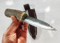 Custom Forged Knife with Deer Antler Handle & Leather Sheath