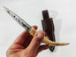 nozCustom Forged Knife with Deer Antler Handle & Leather Sheath