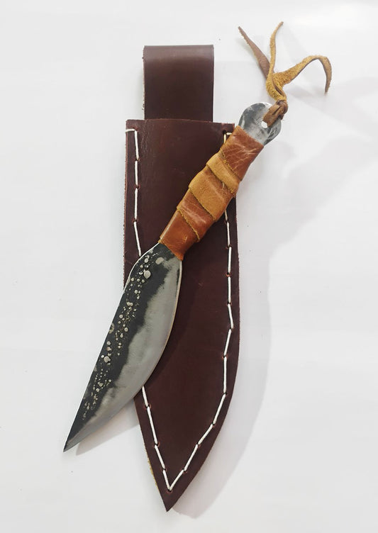 Custom Knife with Moon-Effect Artistic Welding &Sheath
