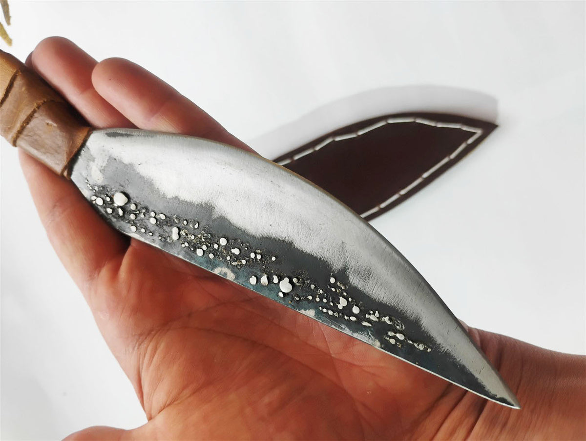 Custom Knife with Moon-Effect Artistic Welding &Sheath