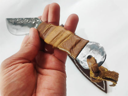 Custom Knife with Moon-Effect Artistic Welding &Sheath