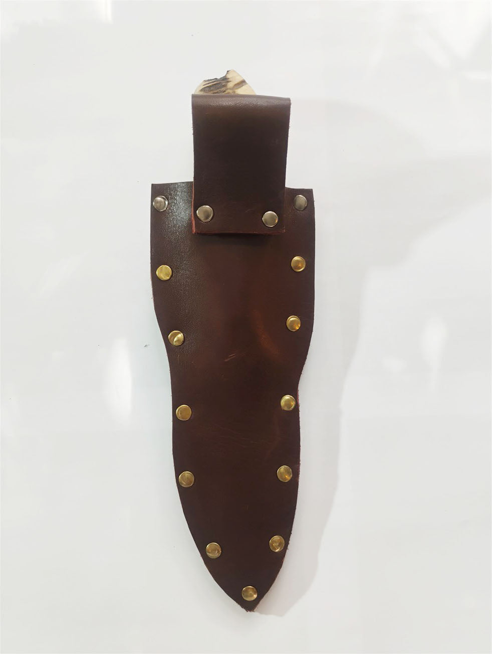 Custom Forged Knife with Deer Antler Handle & Leather Sheath