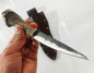 Custom Forged Knife with Deer Antler Handle & Leather Sheath
