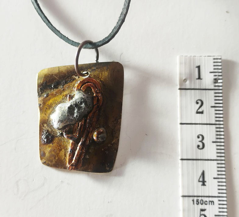 Copper, Tin & Brass Mixed-Metal Amulet
