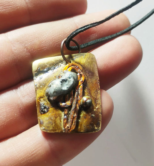 Copper, Tin & Brass Mixed-Metal Amulet