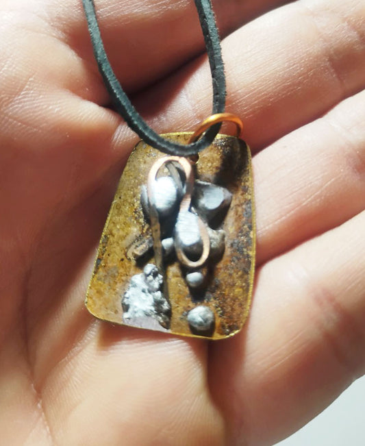 Copper, Tin & Brass Mixed-Metal Amulet