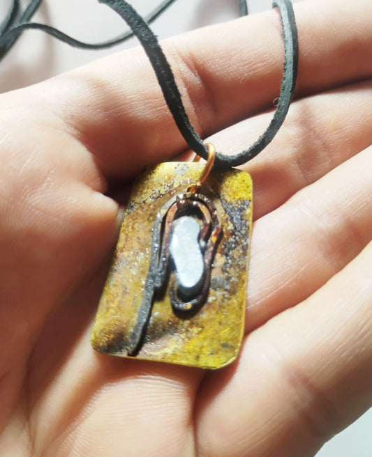 Copper, Tin & Brass Mixed-Metal Amulet