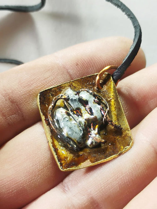 Copper, Tin & Brass Mixed-Metal Amulet