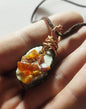 Baltic Amber &amp; Deer Antler Slice Pendant