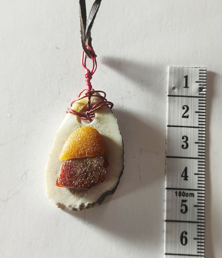 Baltic Amber &amp; Deer Antler Slice Pendant