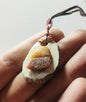 Baltic Amber &amp; Deer Antler Slice Pendant