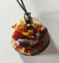 Baltic Amber &amp; Deer Antler Slice Pendant