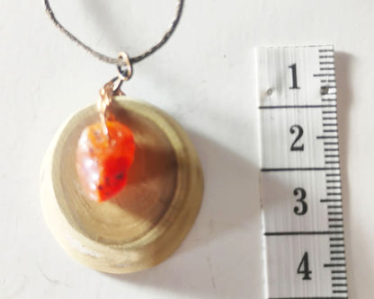 Raw Baltic Amber &amp; Wood Composite Pendant