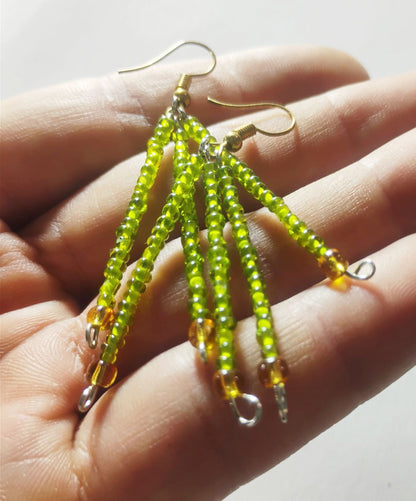 Handcrafted Beaded Fringe Earrings – One-of-a-Kind Woven Dangles