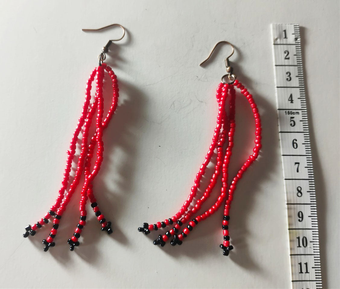 Handcrafted Beaded Fringe Earrings – One-of-a-Kind Woven Dangles