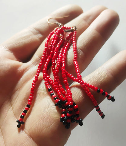 Handcrafted Beaded Fringe Earrings – One-of-a-Kind Woven Dangles