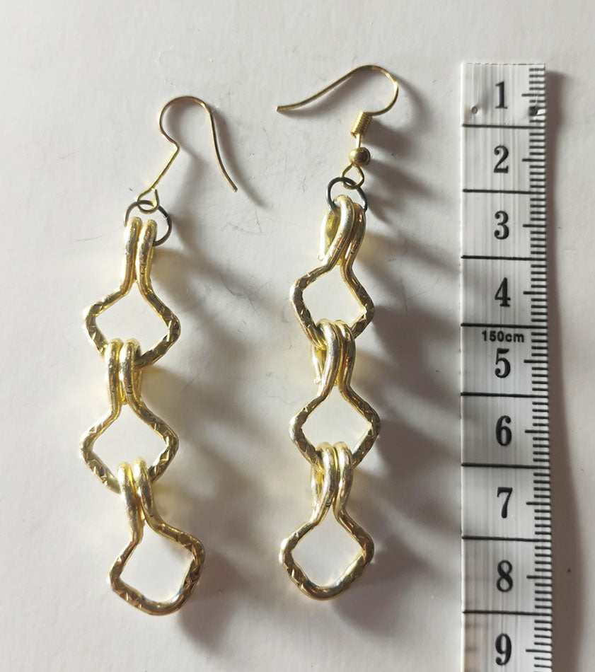 Handcrafted Gold Statement Earrings – One-of-a-Kind Handmade Metal Dangles