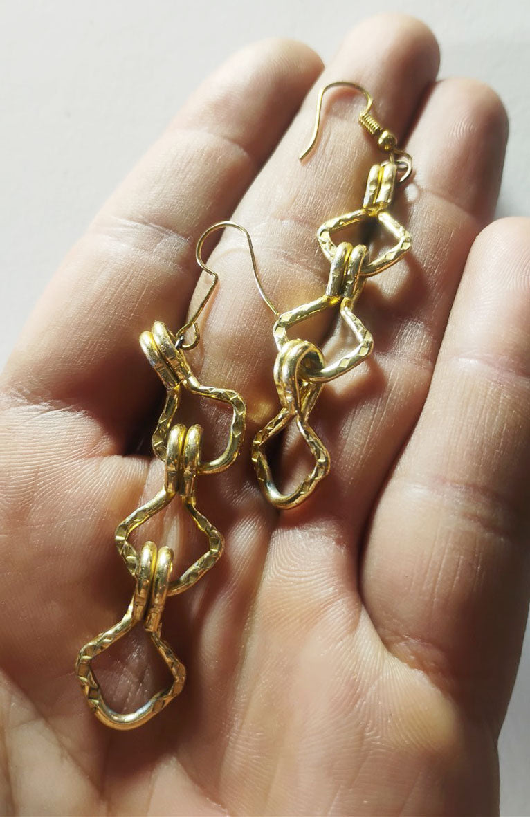 Handcrafted Gold Statement Earrings – One-of-a-Kind Handmade Metal Dangles