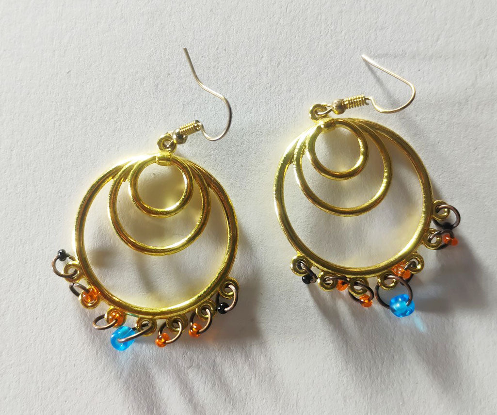 Handcrafted Gold Statement Earrings – One-of-a-Kind Handmade Metal Dangles