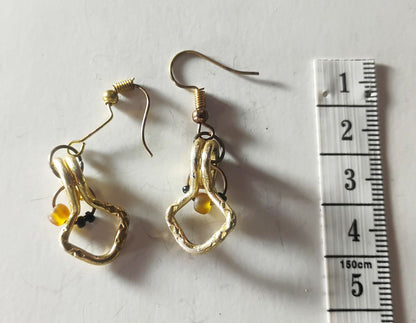 Handcrafted Gold Statement Earrings – One-of-a-Kind Handmade Metal Dangles