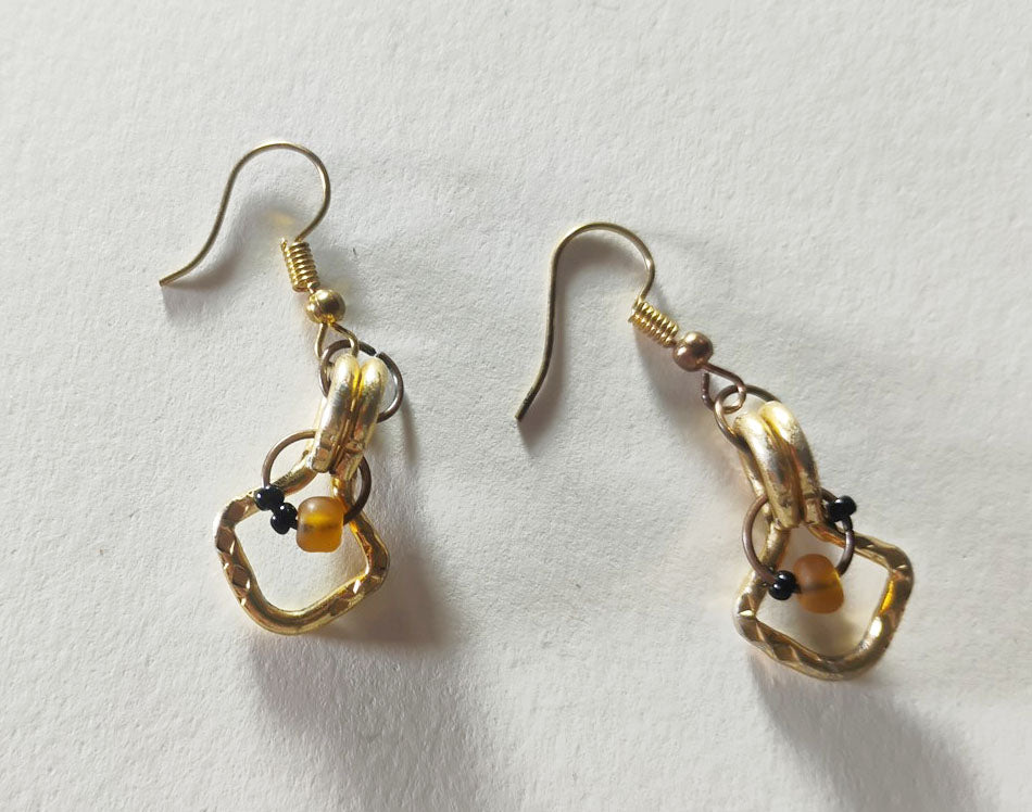 Handcrafted Gold Statement Earrings – One-of-a-Kind Handmade Metal Dangles