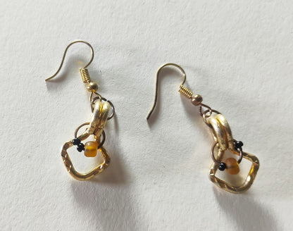 Handcrafted Gold Statement Earrings – One-of-a-Kind Handmade Metal Dangles