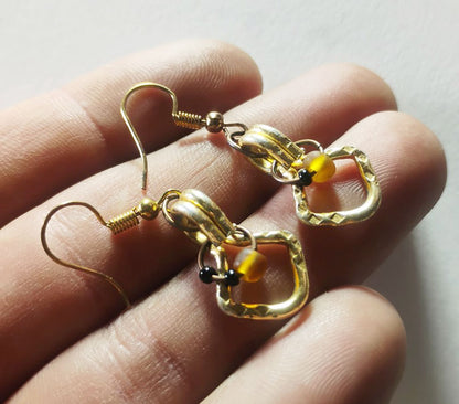 Handcrafted Gold Statement Earrings – One-of-a-Kind Handmade Metal Dangles